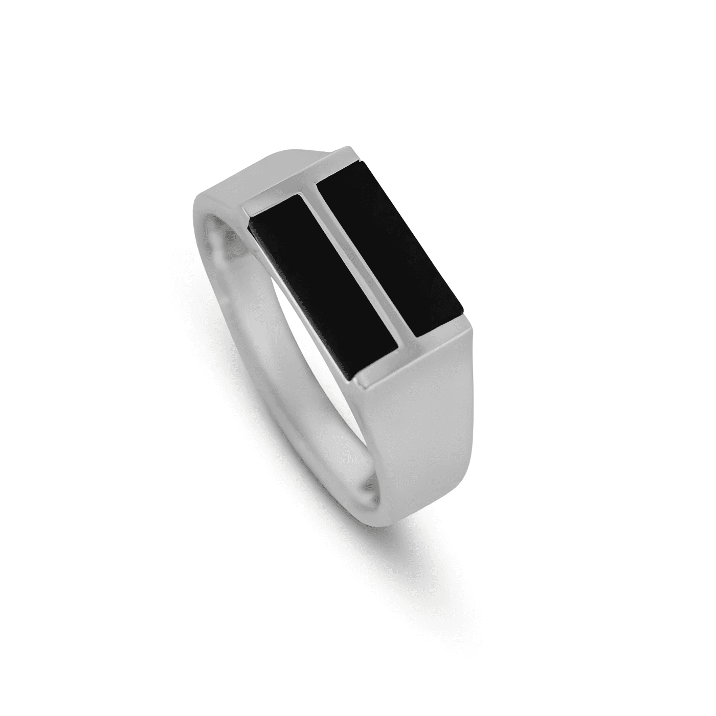 SIGNET RING WITH BLACK STONE - SILVER 925