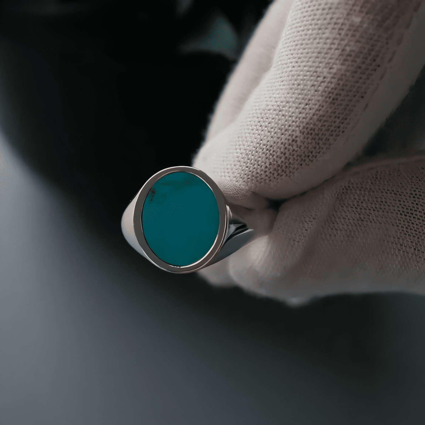 OVAL BLUE TURQUOISE RING - SILVER 925