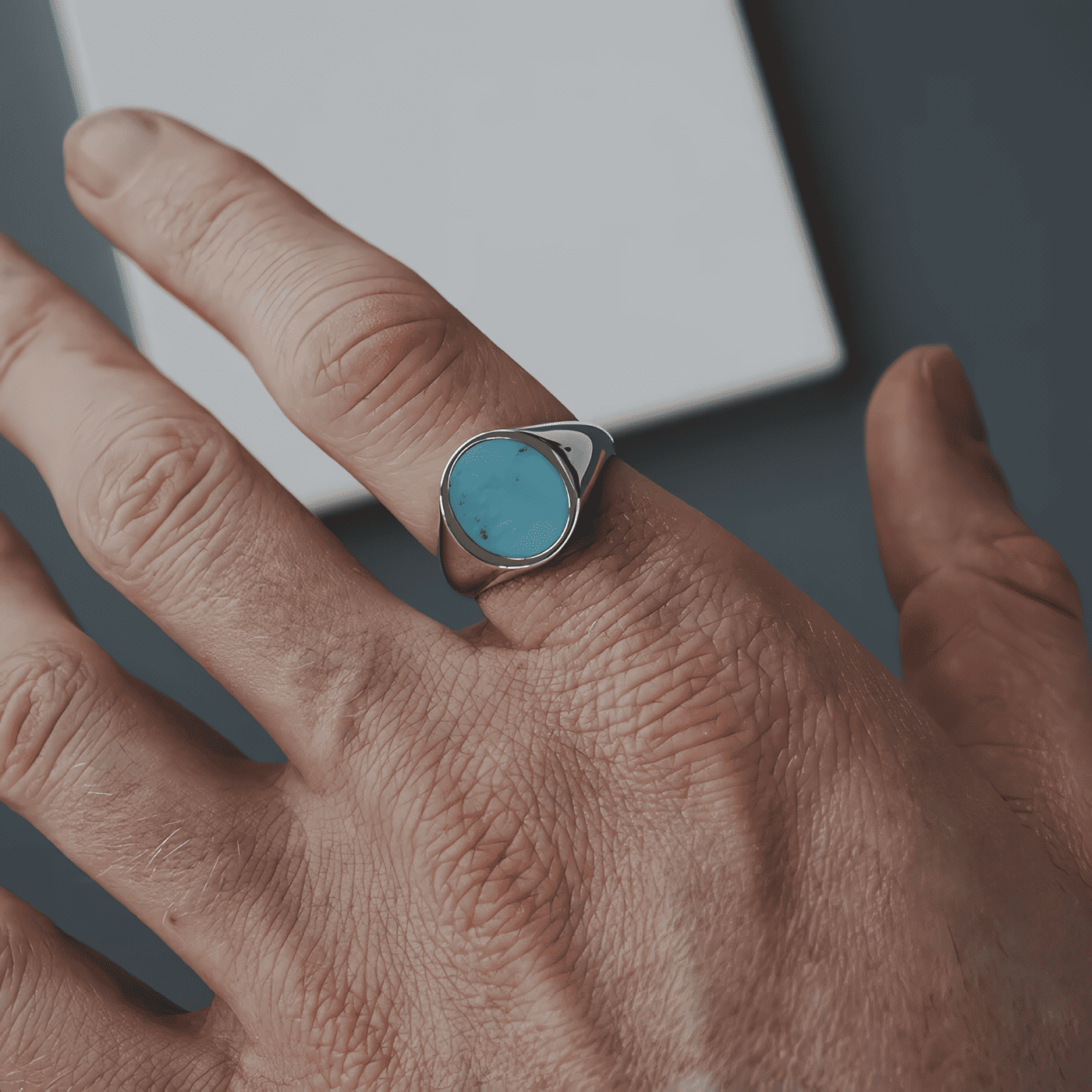 OVAL BLUE TURQUOISE RING - SILVER 925