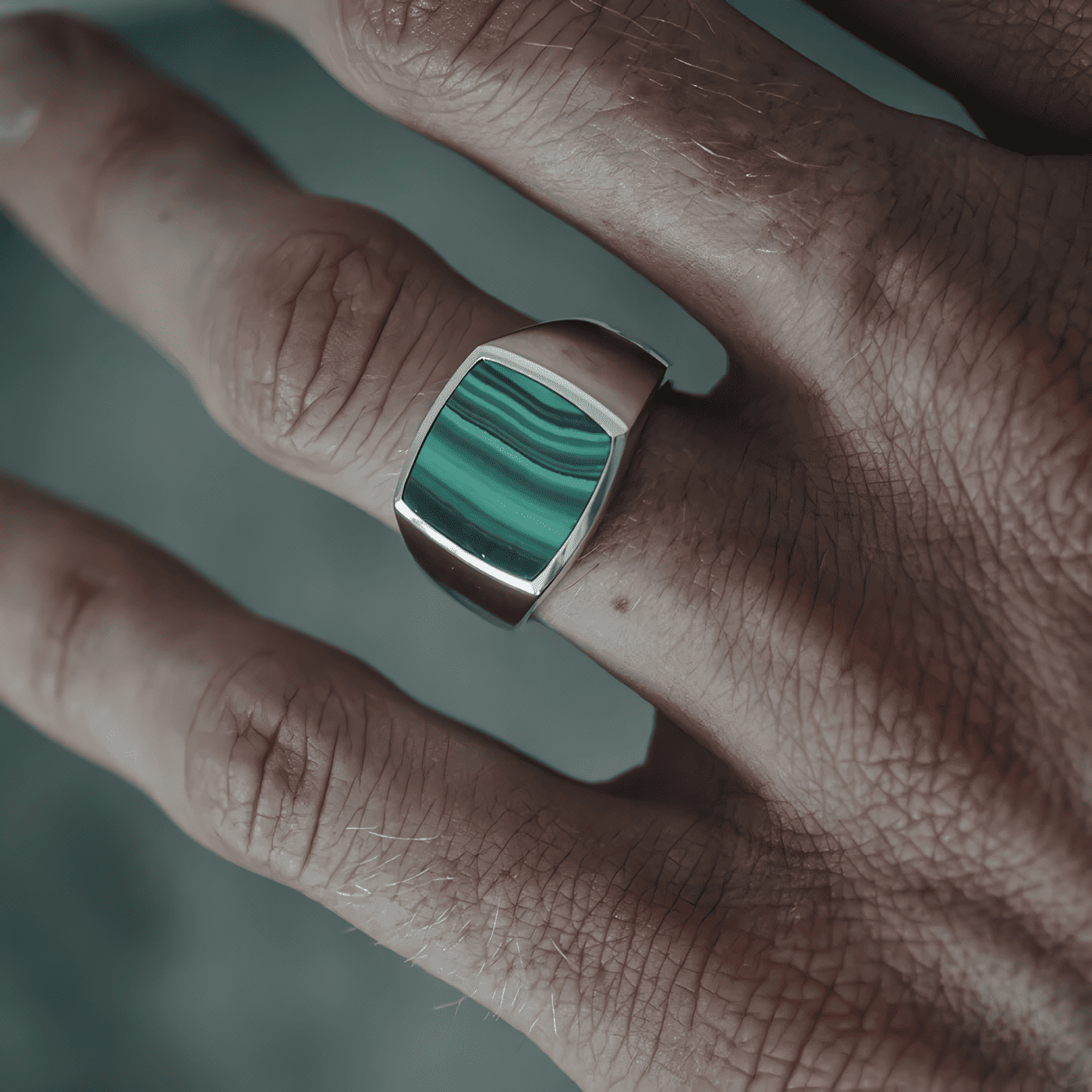 SIGNAT RING MALACHITE STONE GREEN - SILVER 925