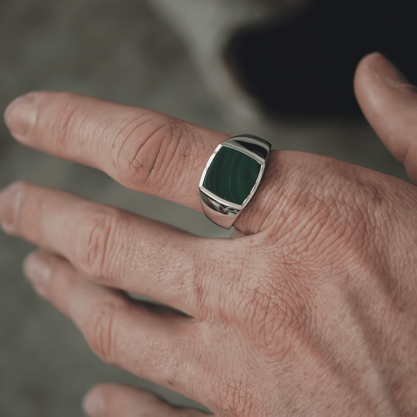 SIGNAT RING MALACHITE STONE GREEN - SILVER 925