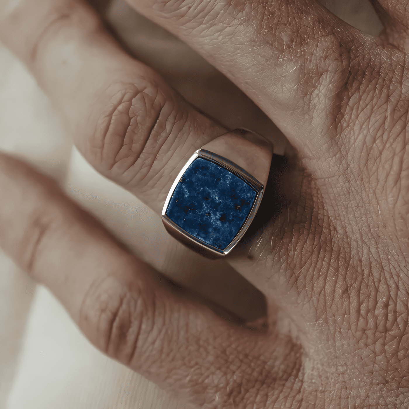 SIGNET RING LAPIS LAZULI STONE - STERLING SILVER 925