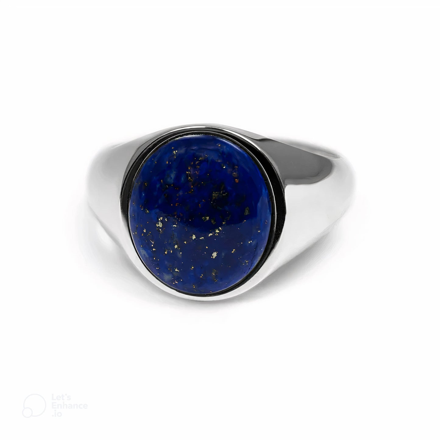 OVAL SIGNET RING LAPIS LAZULI STONE - SILVER 925