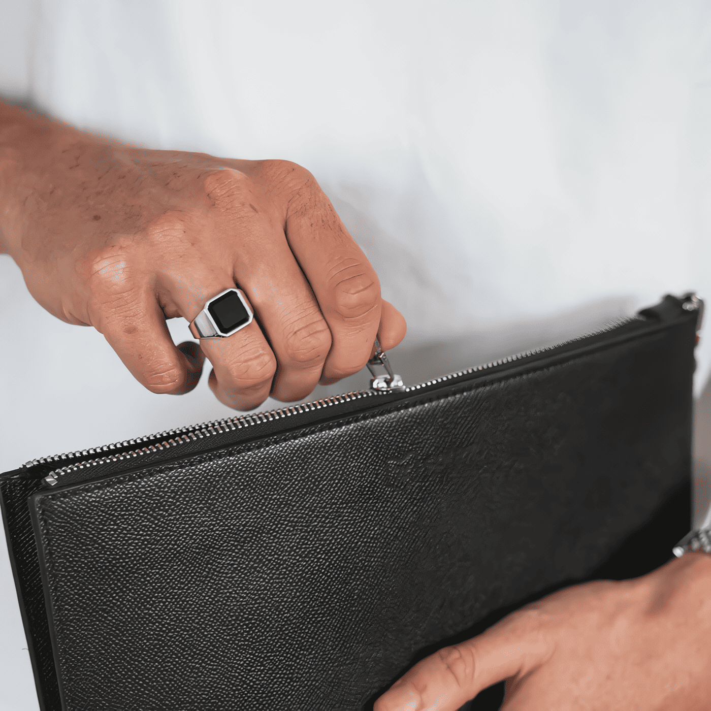 Bold Black Octagon Ring - Sterling Silver 925 - Image 4