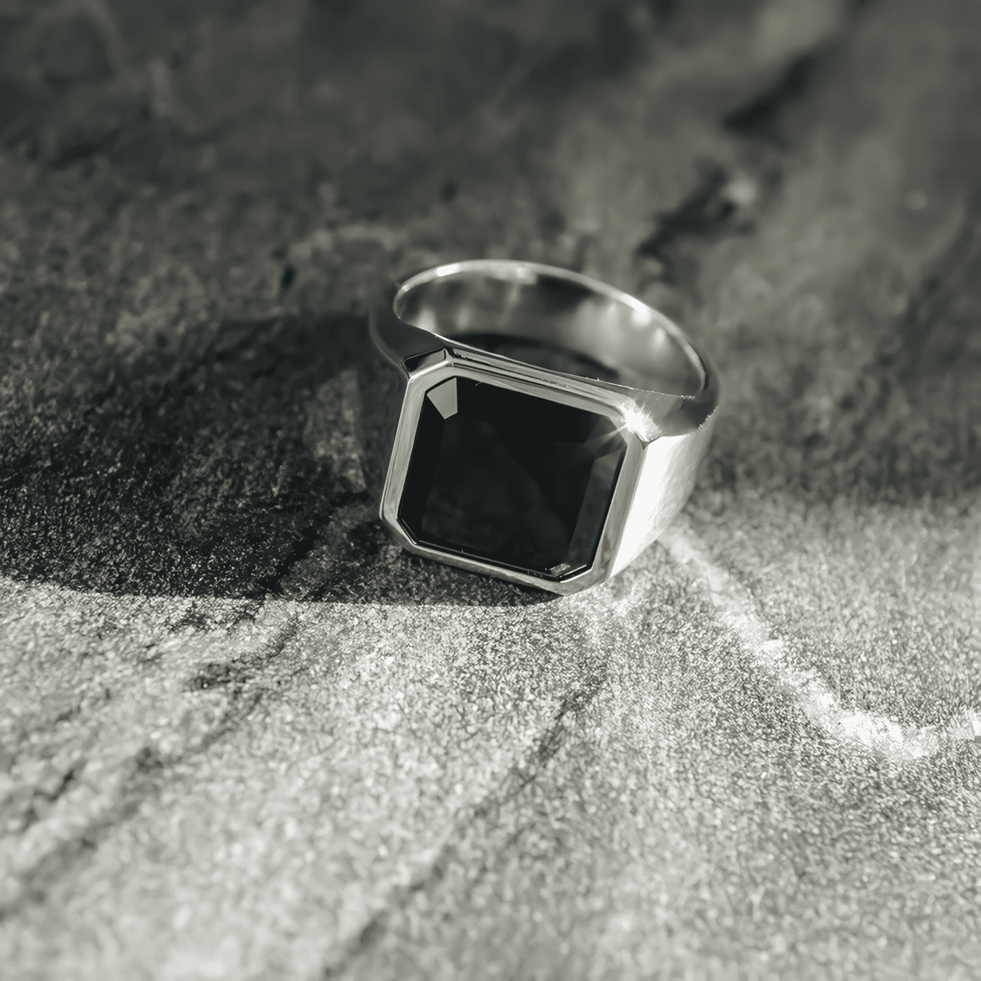 Bold Black Octagon Ring - Sterling Silver 925 - Image 2