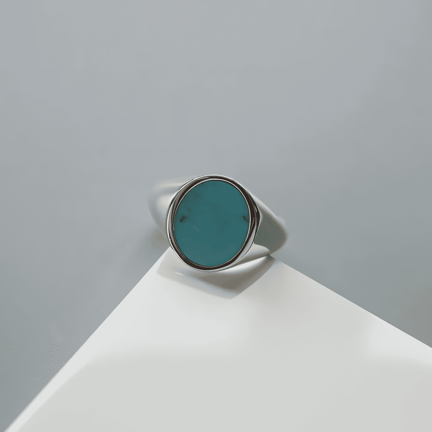Oval Silver Turquoise Ring - Image 3