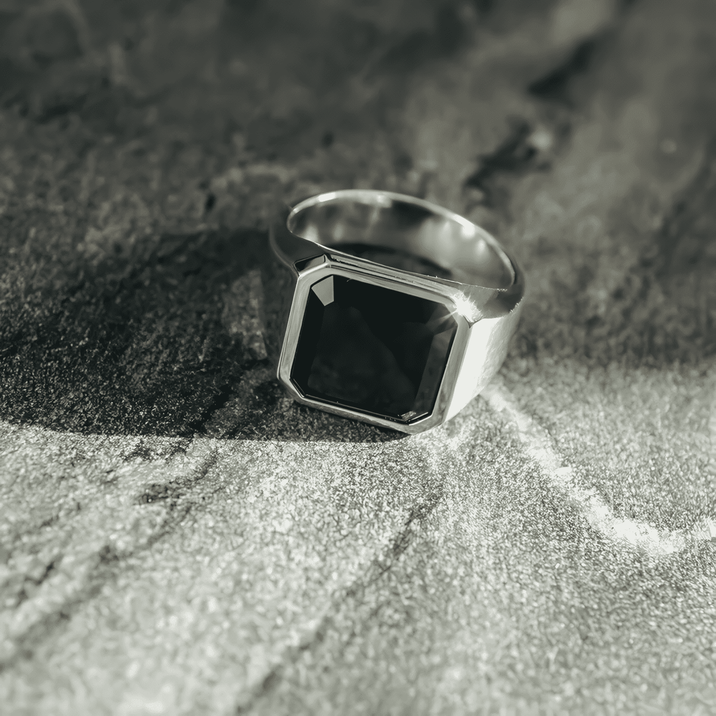 Bold Black Octagon Ring - Sterling Silver 925 - Image 2
